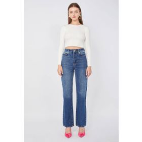 Banny Jeans Kadın Koyu Mavi Palazzo Jean Pantolon
