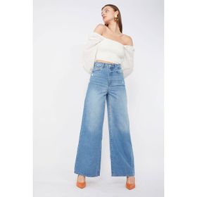 Banny Jeans Kadın Mavi Bol Paça Uzun Jean Pantolon
