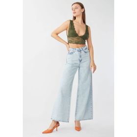 Banny Jeans Kadın Mavi Bol Paça Uzun Jean Pantolon