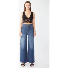 Banny Jeans Kadın Mavi Bol Paça Uzun Jean Pantolon