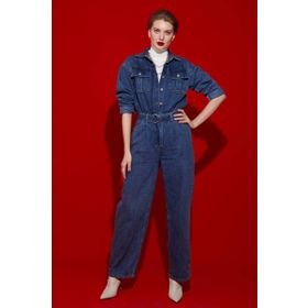 Banny Jeans Koyu Mavi Kadın Oversize Jean Tulum