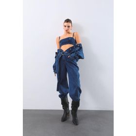 Banny Jeans Koyu Mavi Kadın Oversize Jean Tulum