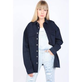 Banny Jeans Lacivert Kadın Oversize Jean Gömlek