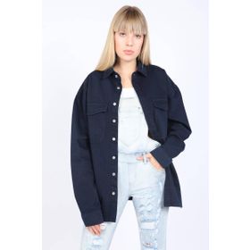 Banny Jeans Lacivert Kadın Oversize Jean Gömlek