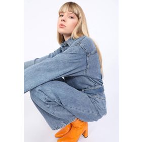 Banny Jeans Mavi Kadın Oversize Jean Tulum