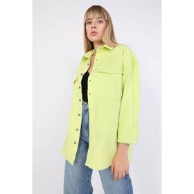 Banny Jeans Neon Yeşil Kadın Oversize Jean Gömlek