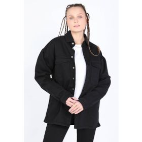 Banny Jeans Siyah Kadın Oversize Jean Gömlek