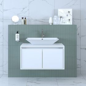 Banos 1715 Roomart Mat Beyaz 85 cm Lavabolu Alt Modül Banyo Dolabı