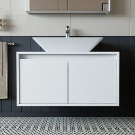 Banos 1715 Roomart Mat Beyaz 85 cm Lavabolu Alt Modül Banyo Dolabı