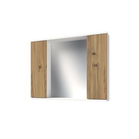 Banos AD4 95 cm Kulpsuz 2 Kapaklı Beyaz Mdf Aynalı Banyo Üst Dolabı