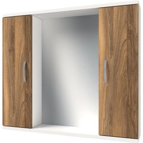 Banos AD4 Metal Kulplu 2 Kapaklı Beyaz Tesbih Mdf 80 cm Aynalı Banyo Üst Dolabı