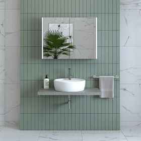 Banos Kulpsuz Tek Kapaklı Mat Beyaz 80 cm Aynalı Banyo Üst Dolabı
