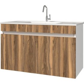 Banos LD3 100 cm Ayaksız 2 Kapaklı Lavabolu Tesbih Mdf Banyo Dolabı