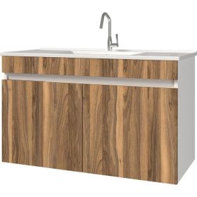 Banos LD3 100 cm Ayaksız 2 Kapaklı Lavabolu Tesbih Mdf Banyo Dolabı
