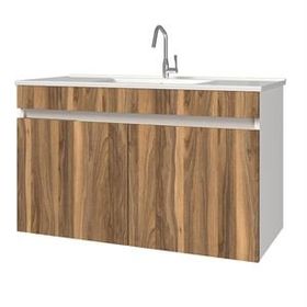 Banos LD3 100 cm Ayaksız 2 Kapaklı Lavabolu Tesbih Mdf Banyo Dolabı