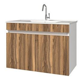 Banos LD3 Ayaksız 2 Kapaklı Lavabolu Tesbih 85 cm Banyo Dolabı