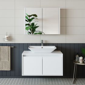 Banos Roomart Lavabolu Mat Beyaz Mdf 85 Cm Banyo Dolabı