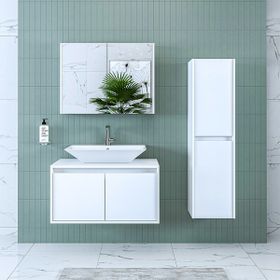 Banos Roomart Lavabolu Mat Beyaz Mdf 85 Cm Banyo Dolabı