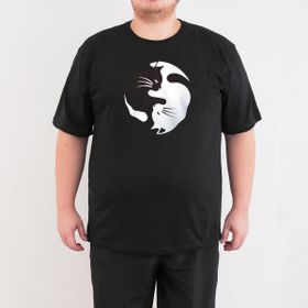 Bant Giyim Yin Yang Kedi Siyah Erkek T-shirt