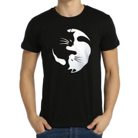 Bant Giyim Yin Yang Kedi Siyah Erkek T-shirt
