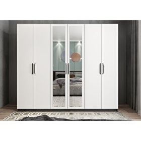 Baramolife GAB6 Bar 6 Kapaklı Antrasit Beyaz 208 cm Gardrop