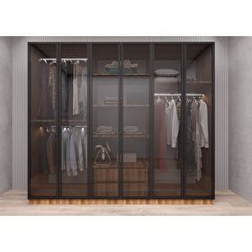 Baramolife GACL4 Life Camlı 6 Kapaklı Ceviz 240 cm Gardrop