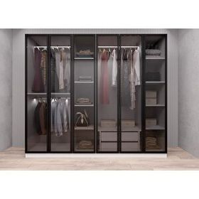 Baramolife GACS1 Süper Camlı 6 Kapaklı Beyaz 210 cm Gardrop