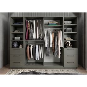 Baramolife GACT2 Trend Camlı 6 Kapaklı Antrasit 250 cm Gardrop