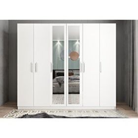 Baramolife GAS1 Süper 6 Kapaklı Beyaz 180 cm Gardrop