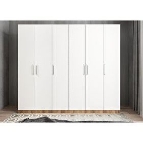 Baramolife GASE10 Eko Süper 6 Kapaklı Ceviz Beyaz 240 cm Gardrop