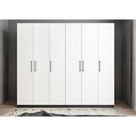 Baramolife GASE6 Eko Süper 6 Kapaklı Antrasit Beyaz 180 cm Gardrop