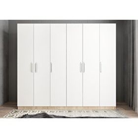 Baramolife GASE7 Eko Süper 6 Kapaklı Meşe Beyaz 208 cm Gardrop
