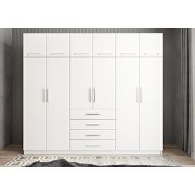 Baramolife GAT1 Trend 6 Kapaklı Beyaz 240 cm Gardrop