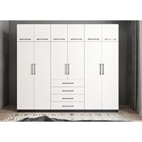 Baramolife GAT6 Trend 6 Kapaklı Antrasit Beyaz 208 cm Gardrop