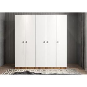Baramolife GBB10 Bar Beş Kapaklı Ceviz Beyaz 150 cm Gardrop