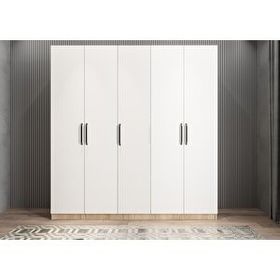 Baramolife GBE5 Eko Bar Beş Kapaklı Meşe Beyaz 150 cm Gardrop