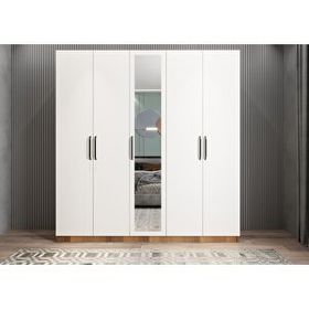 Baramolife GBL10 Bar Beş Kapaklı Ceviz Beyaz 175 cm Gardrop