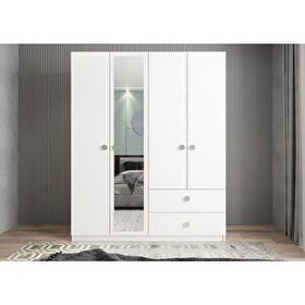 Baramolife GDH1 Harika Dört Kapaklı Beyaz 140 cm Gardrop