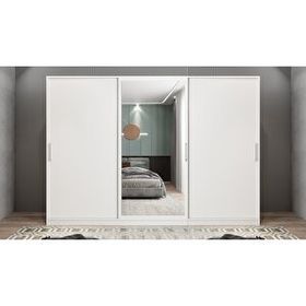 Baramolife GRI1 Işıltı Sürgülü Beyaz 270 cm Gardrop