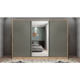 Baramolife GRI10 Işıltı Sürgülü Çam Antrasit 270 cm Gardrop