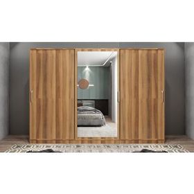 Baramolife GRI3 Işıltı Sürgülü Ceviz 180 cm Gardrop