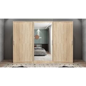 Baramolife GRI5 Işıltı Sürgülü Meşe 180 cm Gardrop