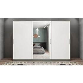 Baramolife GRI6 Işıltı Sürgülü Antrasit Beyaz 270 cm Gardrop