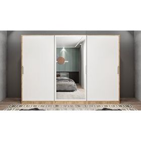 Baramolife GRI9 Işıltı Sürgülü Çam Beyaz 180 cm Gardrop