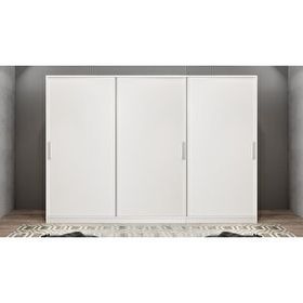 Baramolife GRİE1 Eko Işıltı Sürgülü Beyaz 208 cm Gardrop