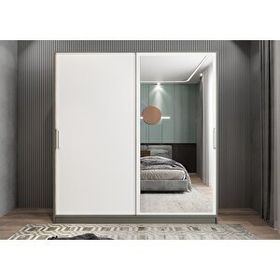 Baramolife GRK6 Kale Sürgülü Antrasit Beyaz 120 cm Gardrop