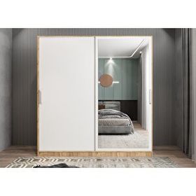 Baramolife GRK8 Kale Sürgülü Çam Beyaz 120 cm Gardrop