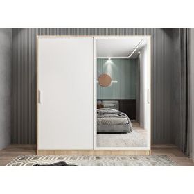 Baramolife GRK9 Kale Sürgülü Meşe Beyaz 120 cm Gardrop