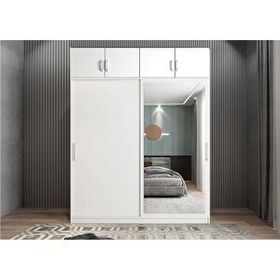 Baramolife GRS1 Süper Sürgülü Beyaz 180 cm Gardrop