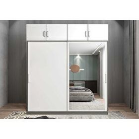 Baramolife GRS6 Süper Sürgülü Antrasit Beyaz 140 cm Gardrop